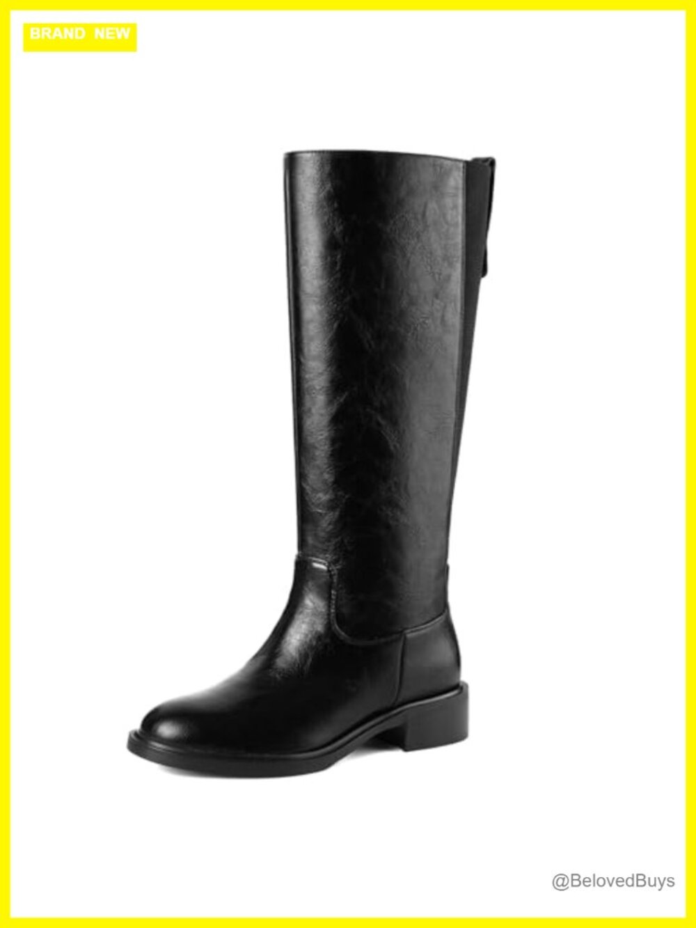 Knee High Boots Round Toe Low Heel Stretchy Tall Boots